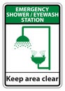 Shower,Eyewash Station Sign Isolate On White Background,Vector Illustration Royalty Free Stock Photo