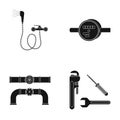 Shower, faucet, water meter and other equipment.Plumbing set collection icons in black style vector symbol stock