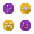 Shower, faucet, water meter and other equipment.Plumbing set collection icons in flat style vector symbol stock