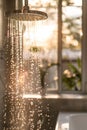 shower with flowing water and steam Royalty Free Stock Photo