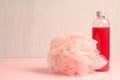 Shower gel and bath sponge Royalty Free Stock Photo