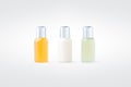 Shower gel, shampoo and body lotion isolated on background Royalty Free Stock Photo