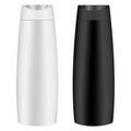 Shower gel or shampoo bottle set in black and white colors. EPS10, Realistic mockup package vector illustation