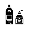 shower gel, soap and cream bottles glyph icon vector illustration