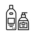 shower gel, soap and cream bottles line icon vector illustration