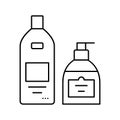 shower gel, soap and cream bottles line icon vector illustration