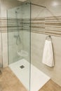 Shower with glass screen in a bathroom Royalty Free Stock Photo