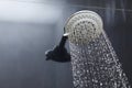 Shower head in bathroom with water drops Royalty Free Stock Photo