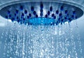 Shower with flowing drops and streams of water Royalty Free Stock Photo