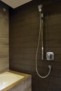 Shower head and handle faucet in the bath room Royalty Free Stock Photo