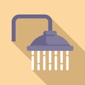 Shower head water drops icon flat vector. Sanitary spa