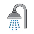 Shower icon. Bathroom symbol with water spray. Simple cartoon design. Vector illustration isolated on white Royalty Free Stock Photo