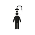 The shower icon. A person takes a shower. Pictogram. Simple vector illustration on a white background Royalty Free Stock Photo