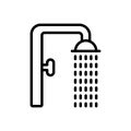 Black line icon for Shower, bathing and droplet
