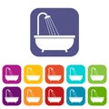 Shower icons set