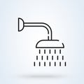 Shower and line bathroom, vector modern icon design illustration