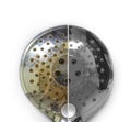 Shower rust before and after cleaning sanitary kitchen Royalty Free Stock Photo