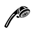 Shower, shower head with water spray. Plumbing fixture for washing. Pipe simple style detailed logo icon vector black illustration Royalty Free Stock Photo