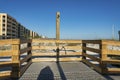 Shower station with wood railings barrier near the hotels at Destin, Florida