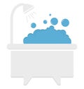 Shower Tub Color Vector Isolated Icon Editable