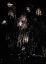 Showering Fireworks Over the Cincinnati Skyline Royalty Free Stock Photo