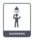 showering icon in trendy design style. showering icon isolated on white background. showering vector icon simple and modern flat