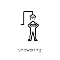 Showering icon. Trendy modern flat linear vector Showering icon