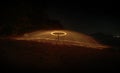 Showers of hot glowing sparks from spinning steel wool. Royalty Free Stock Photo