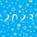 Showflakes Pattern on Blue Sky Background. Winter Christmas Natural Texture