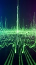 Abstract Green Digital Sound Waveform Visualization with Glowing Particles Keywords: sound wave, audio, music, waveform, equalizer Royalty Free Stock Photo