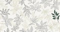 Botanical Line of Leaves and Branches on a Creamy White Background with Subtle Details (494 Royalty Free Stock Photo