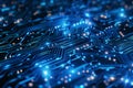 Showing circuit board background with binary code and digital technology concept, illustration. abstract blue circuit lines o Royalty Free Stock Photo