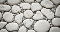 Close-up Overhead View of Smooth White River Stones and Pebbles (1140) background Royalty Free Stock Photo