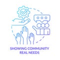 Showing community real needs blue gradient concept icon