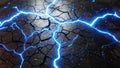 Cracked Earth Surface with Electric Blue Lightning Strikes (237) photo Royalty Free Stock Photo