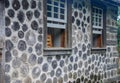 Old Historic Cordwood Log Home at Old World Wisconsin Royalty Free Stock Photo