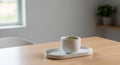 Cup Of Coffee With Mint Leaf On A Saucer On A Wooden Table (480) sport Royalty Free Stock Photo