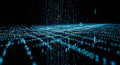Digital Data Stream of Binary Code Flowing in Blue Light Against a Dark Background with Depth of Field Effect Royalty Free Stock Photo