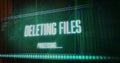 Showing digital interface deleting files on console, with glowing text labels and grid overlay Royalty Free Stock Photo