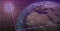 Showing Earth globe Africa under grid, plotting purple polyline with markers and sunglow 0 Royalty Free Stock Photo