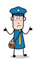 Showing Empty Hands - Postman Cartoon Courier Guy Vector Illustration Royalty Free Stock Photo