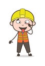 Showing Eyes and Tongue - Cute Cartoon Male Engineer Illustration