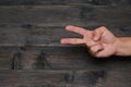 showing fingers making victory sign. number two. Victory, sign V. Royalty Free Stock Photo