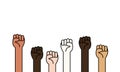 Fists in the air protest symbol flat icon on white background