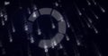 Showing glowing segmented loading ring within digital visualization with binary digits and pixels Royalty Free Stock Photo