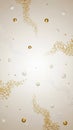 Golden and white spheres and clusters of tiny bubbles flowing in abstract wavy patterns against a soft beige background Royalty Free Stock Photo