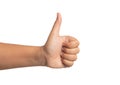 Showing hand thumbs up isolated on a white background Royalty Free Stock Photo