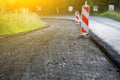 Dismantling of asphalt, repair of the road, large pit on the asphalt