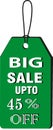 Tag big sale up to 45 % off multi color garden green logo buttun images Royalty Free Stock Photo