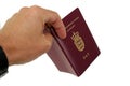 Showing the passeport. Royalty Free Stock Photo